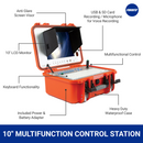 Multifunction control station with features labeled on a white background