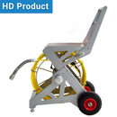 Metallic reel cart with yellow hose on a white background, labeled 'HD Product'.