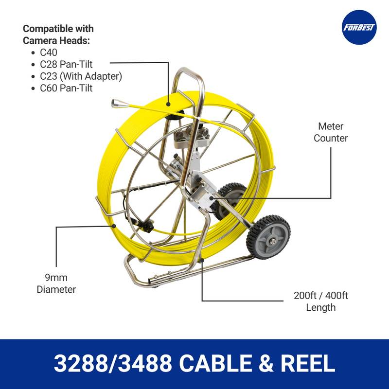 Long Range 3488T Sewer Camera with 400ft Cable and Meter Counter Long Range 3488T Sewer Camera with 400ft Cable and Meter Counter