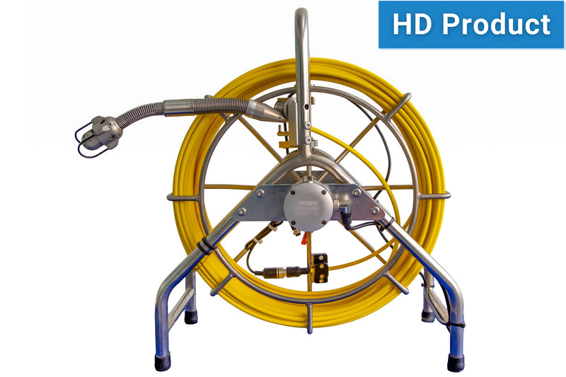 Pipe inspection yellow cable on a white background