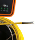 Close-up of Forbest 16mm waterproof C06 camera head on yellow fiberglass cable for pipe inspection
