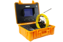 Forbest Classic 4188 C12B mini pipe inspection camera system with 10-inch LCD monitor, yellow fiberglass push rod, and waterproof camera head in a rugged orange carrying case.