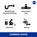 Set of plumbing icons with text and Forbest logo on a white background