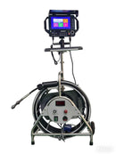 Cleaning inspection camera system with monitor and cable reel on a white background