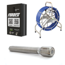 Forbest Wi-Fi Box wireless sewer inspection camera system with black control box, blue cable, and metal reel on a white background