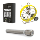 Forbest Wi-Fi Box wireless sewer inspection camera system with black control box, yellow cable reel, and silver camera head on a white background.