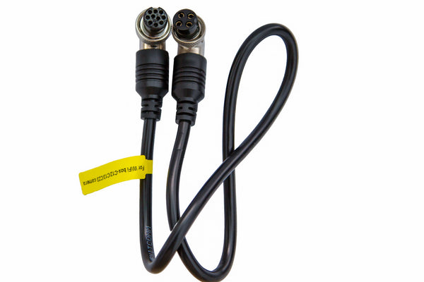 Black cables with connectors on a white background