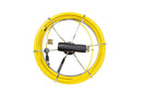 Yellow cable reel with a camera on a black background